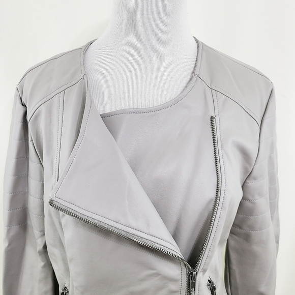 Cupcakes & Cashmere Kadence gray leather jacket Size Medium - Picture 5 of 10